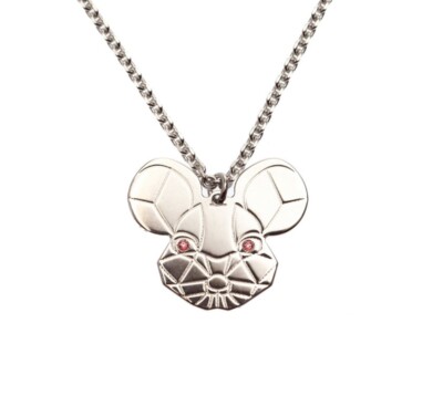 Zauberhafter Mickey Mouse Kettenanhänger in Silber 925 mit rosa Topasen Neu!