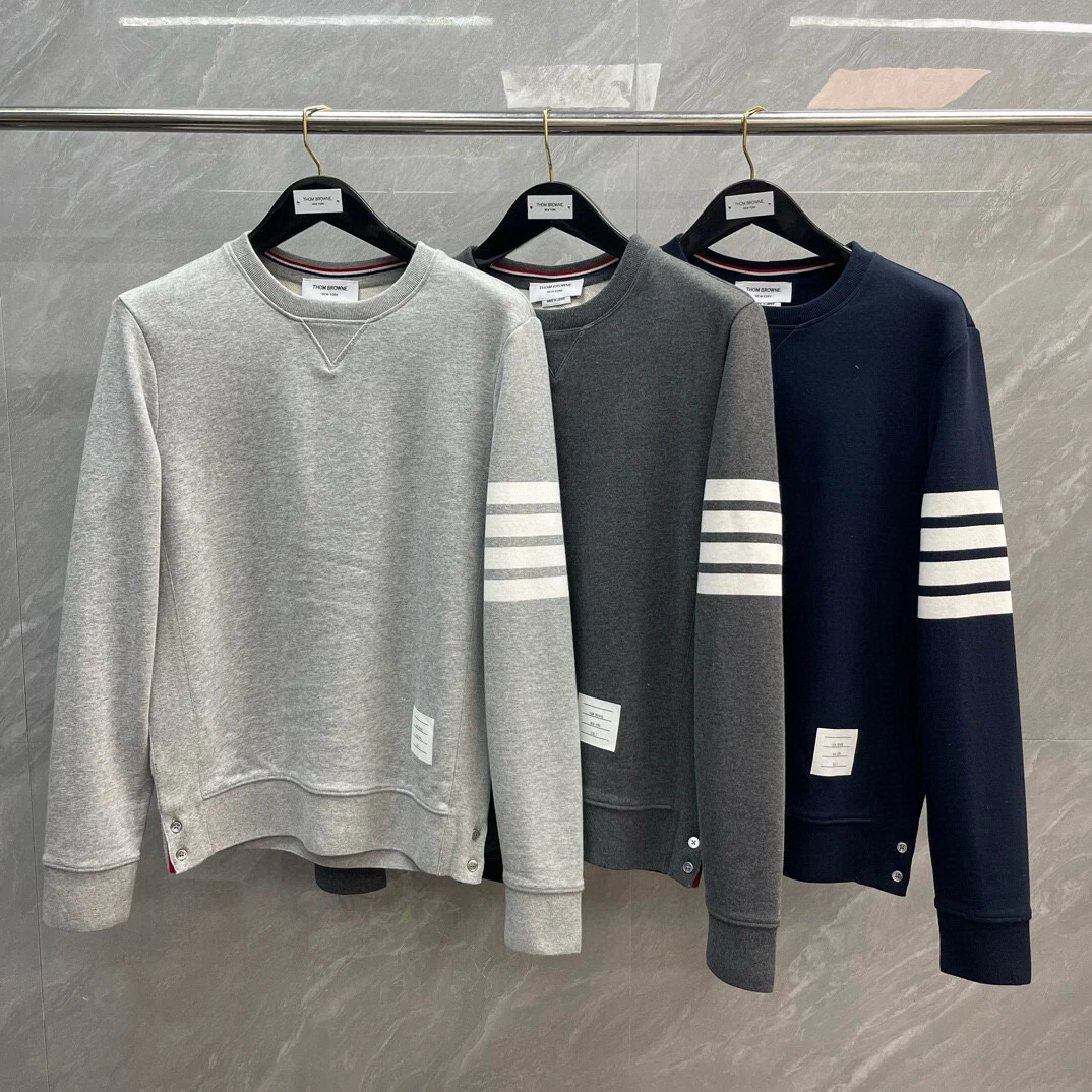 Thom Browne classico quattro barre maniche lunghe girocollo maglione zip cappuccio pantaloni
