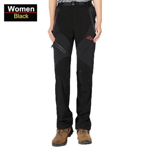 Fleece Waterproof Hiking Pants Men Autumn Winter Women Softshell FleeceTrousers - Picture 15 of 17