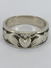 14K White Gold 8.5mm Claddagh Design Ring Size:9 AP1145344 