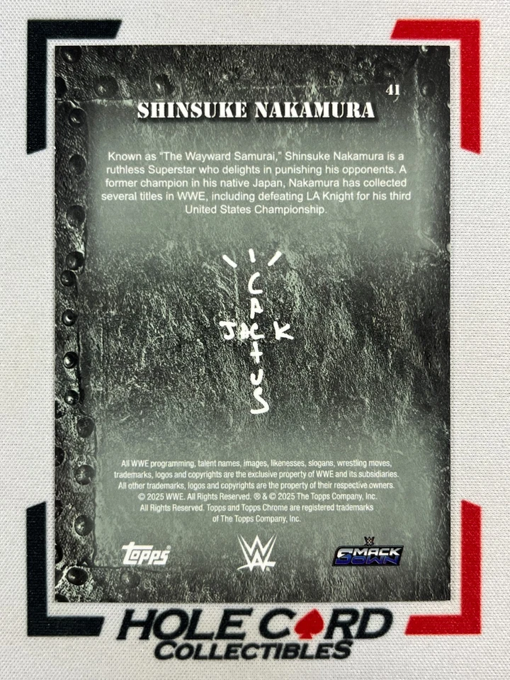 SHINSUKE NAKAMURA 2025 Topps Chrome WWE Cactus x Jack Teal #41 Red Refractor 1/5 - Image 2 of 3