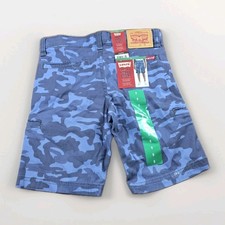Levi's Youth Boys Size 8 Blue Camouflage Adjustable Waistband Cargo Shorts NWT