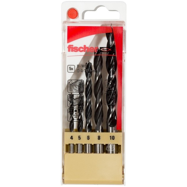 Fischer Holzbohrer-Set D-WS Holzspiralbohrer Mit Zentrierspitze 4-10Mm-image
