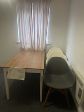 Wooden Dining Table with 3 Modern Chairs Solid Wood