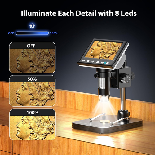 4.3'' IPS Coin Microscope, 1000X Magnification Digital Microscope for Adults,Coi - 第 4/12 張圖片