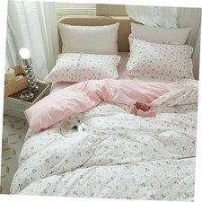 White Pink Floral Duvet Cover Queen Size Queen 90" x 90" 00  Pink Flower