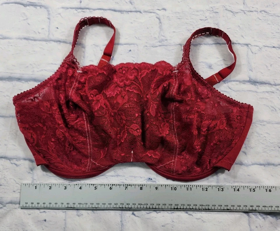 Sujetador Lunaire MUJER TALLA GRANDE 38DDD Borgoña Sexy Encaje Sin Forro Con Aros 189-11 Foto 3 de 4