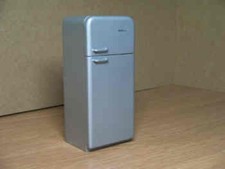 Dollhouse Miniature Fridge/Freezer, Silver, Non-Opening by Delph Miniatures