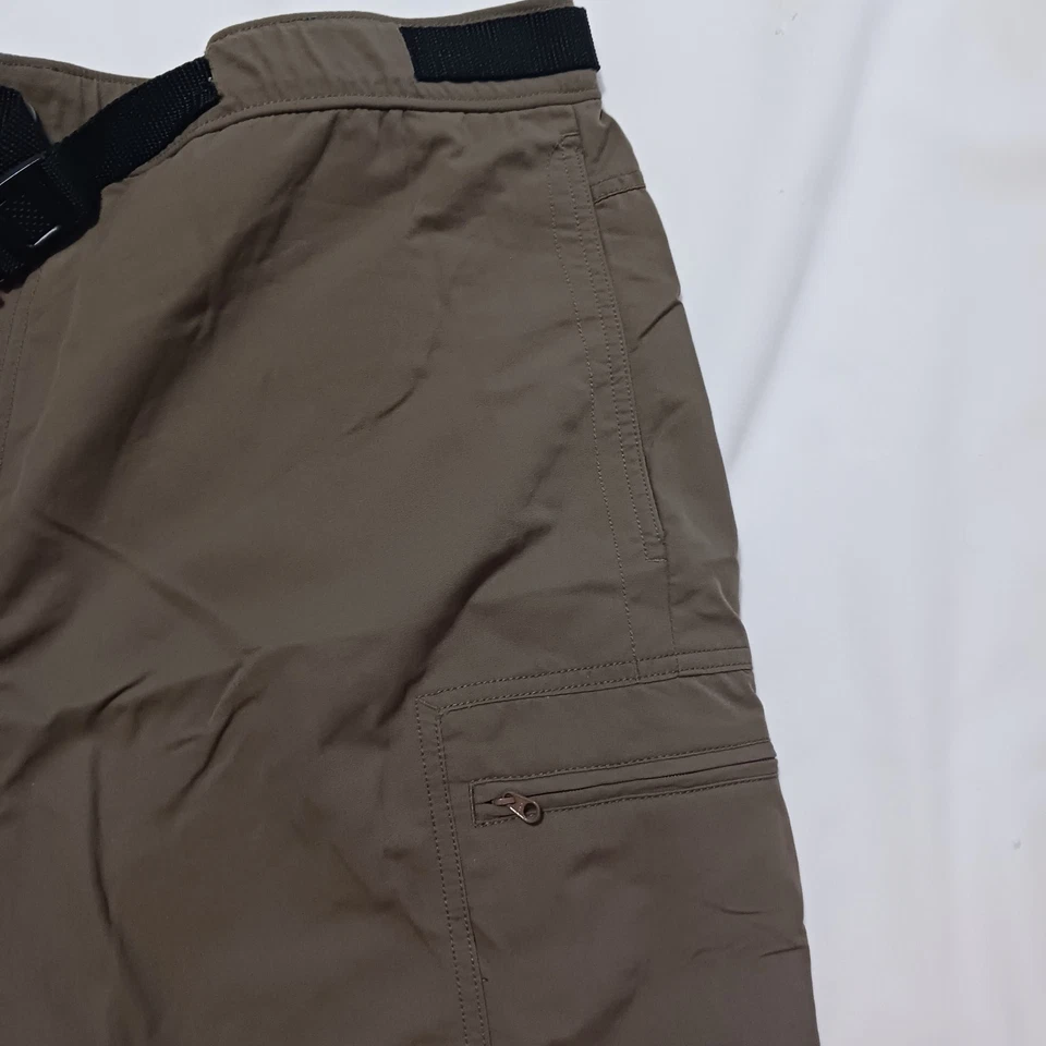 Pantalones Cortos Quest Para Hombre Marrón/Verde Carga Bolsillos con Cremallera Nylon Cinturón Senderista Utilidad XL Foto 3 de 4