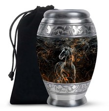 Black Horse Funeral Large Urn For Ashes For Mom Dad 10 Inch