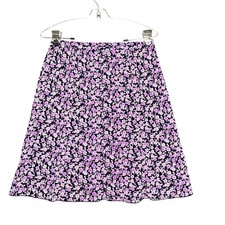 Vintage Ditsy Floral A-Line Skirt 8 Petite Purple Pink Whimsigoth Dark Fairy Y2K
