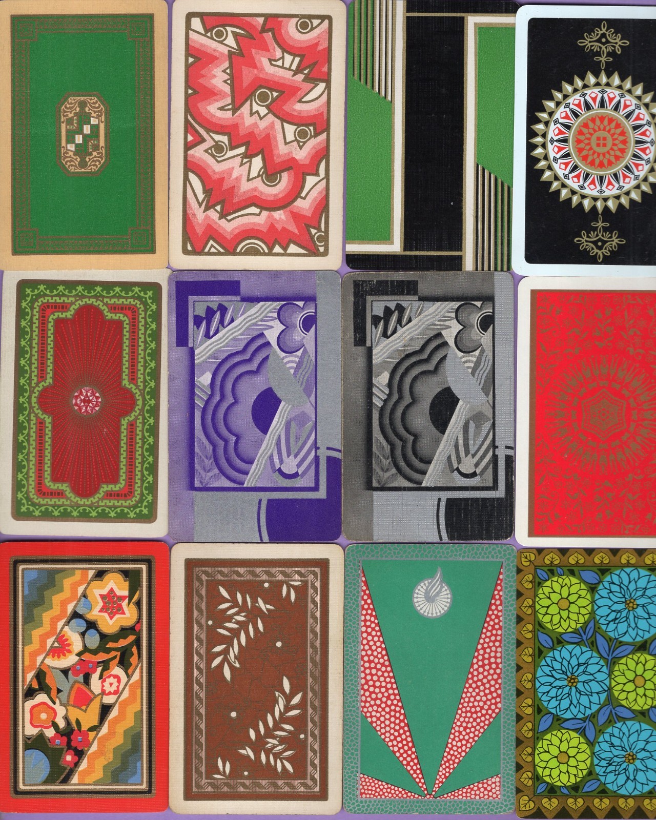 Confusing Card Patterns 12 Single Swap Playing Cards DECO + VINTAGE DESIGNS PATTERNS NICE ...