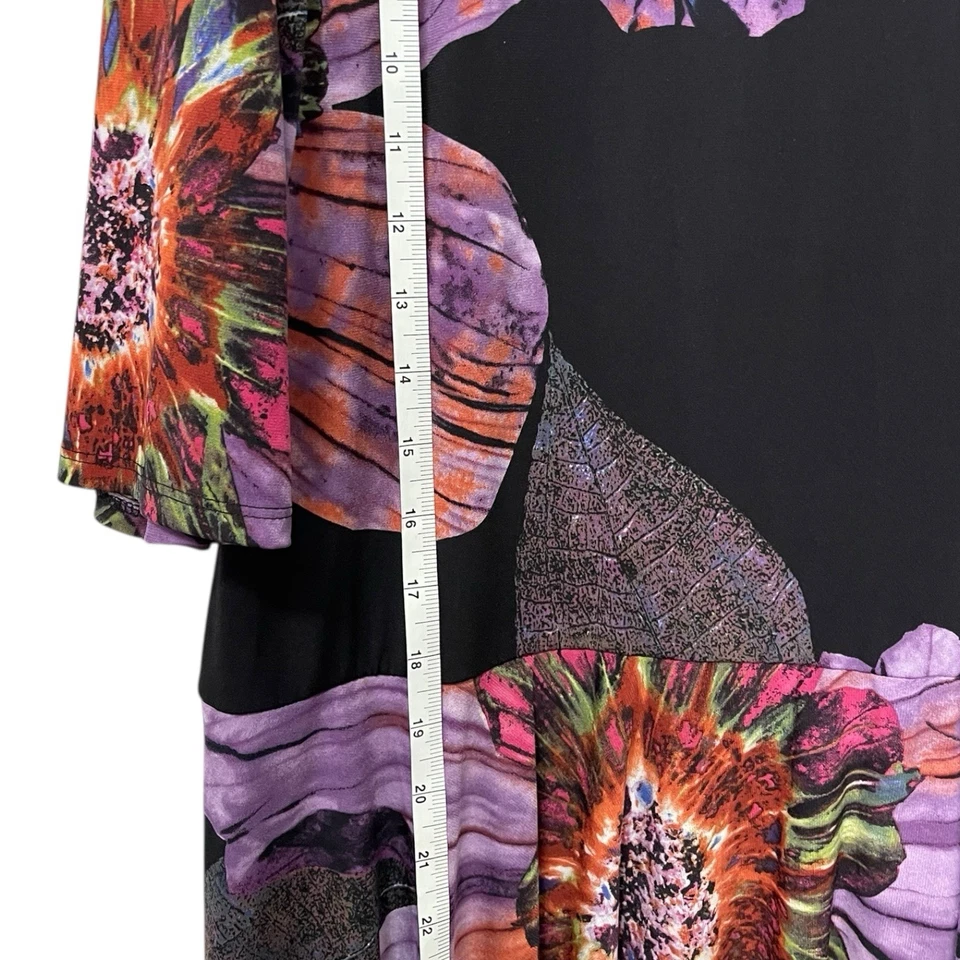 Marc Bouwer Unlimited 3X Plus Size Black and Purple Floral Fit & Flare Dress - Image 4 of 4
