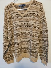 Men  s Polo Ralph Lauren Silk Linen Blend Sweater Size Large - Beige