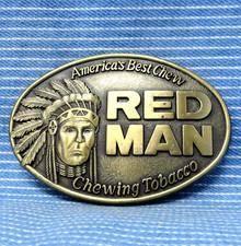 Red Man Chew Promo Belt Buckle Vtg 1988 Pinkerton Tobacco Company .CPA930
