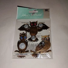Jolee's Boutique Steampunk Owls On Branches With Gem Eyes Dimensional Stickers
