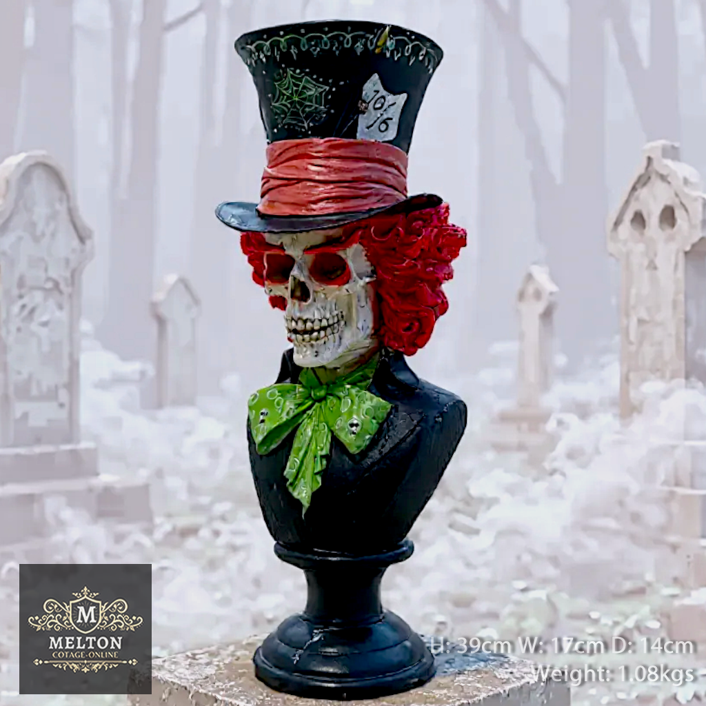 Skeleton Bust Large Gothic Ornament Sculpture Statue Home Decor Accessories Goth