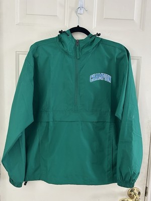 Champion Windbreaker Jacket Mens S Pull Over Water Resistant 1/2 Zip Logo EUC