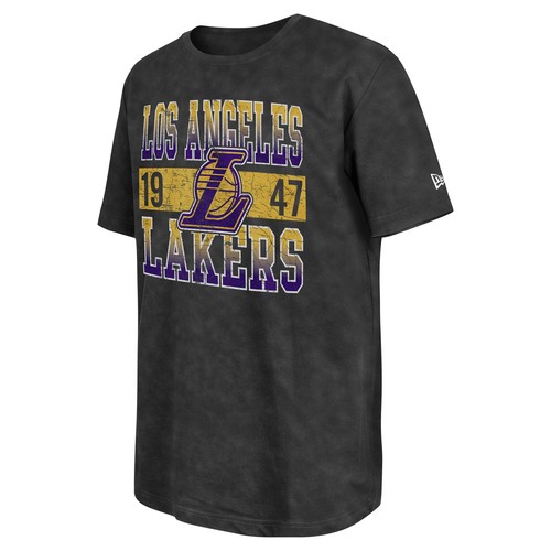Men's New Era Black Los Angeles Lakers Enzyme Washed Oversized T-Shirt - 第 2/3 張圖片