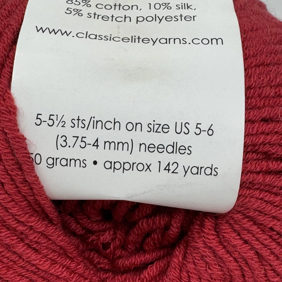 Hilos Clásicos Elite Gigi Algodón Seda Rojo 7358 Worsted DK Tejido Crochet Hágalo Usted Mismo Artesanía Foto 4 de 4