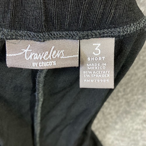 Travelers By Chicos Jersey Pull On Pants Womens Short XL Black Minimalist Chic - Picture 8 of 10