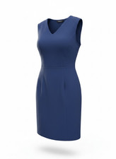 Allegra K Dress Womens XS Blue Sleeveless V-Neck A-Line Work Office Corporate NW
