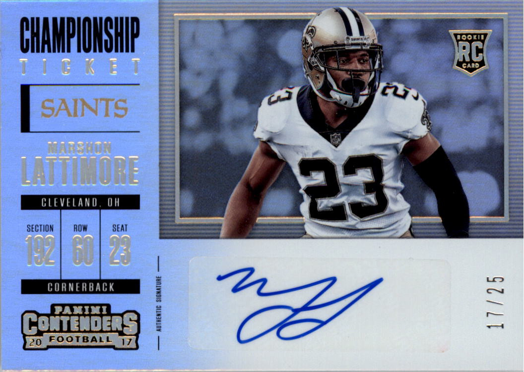 2017 Panini Contenders Championship Ticket #252 Marshon Lattimore Auto /25