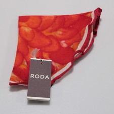 Roda NWT Wool / Silk Blend Pocket Square In Red / Multicolor Print