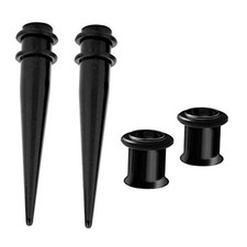 1g 7mm 2 Pairs 316L Steel Tapers and Tunnels Ear Stretching Kit Black 1g 7mm