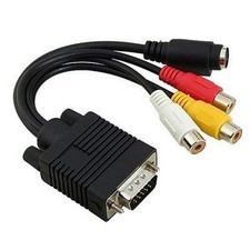 High Performance VGA SVGA to SVideo 3 RCA Composite AV TV Out Adapter Convert...
