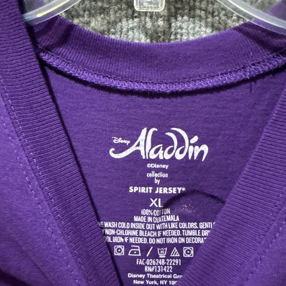 Camiseta Disney Aladdin Spirit Jersey Púrpura Manga Larga RARA Para Hombre Talla XL DIFÍCIL DE ENCONTRAR Foto 4 de 4
