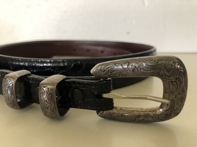 Douglas Magnus Alligator Belt W/ Sterling Buckle Size 38