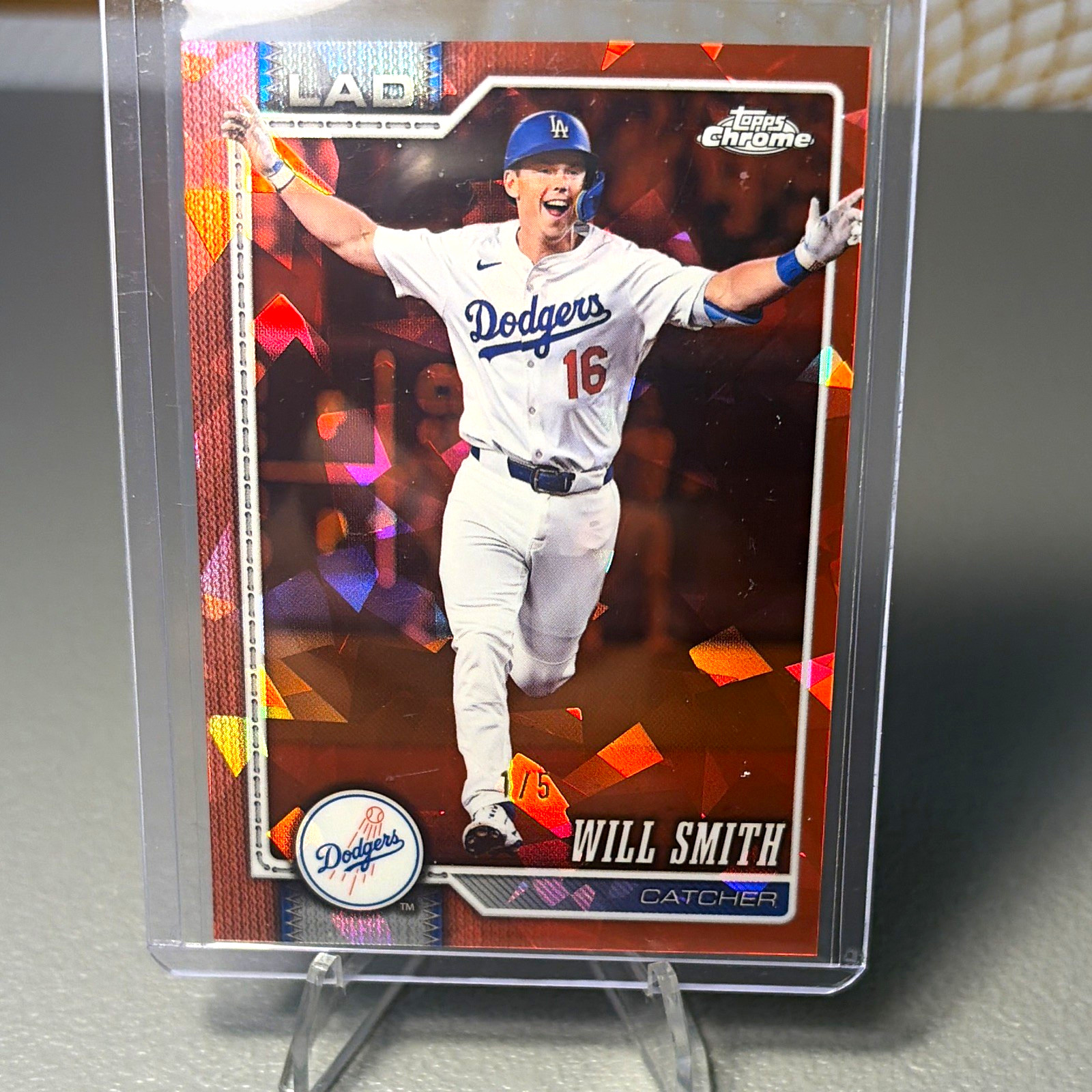 2026 Topps Chrome Sapphire Will Smith Dodgers #240 Red Numbered 1/5 1st on Print