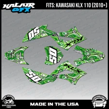 Graphics Kit for Kawasaki KLX110 KLX110R/RL (2010-2024) Snagged Series - Green