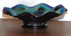 DUGAN Electric Purple Carnival Glass Lattice & Points 7" Ruffled Bowl
