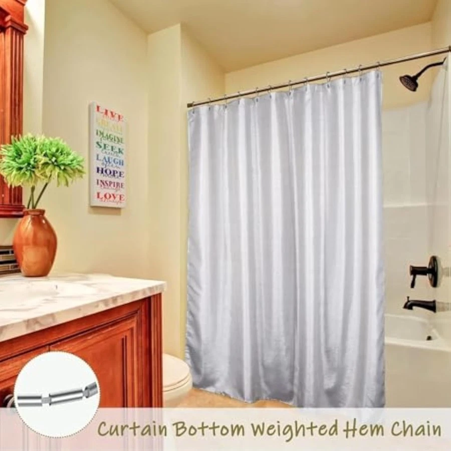 Cortina de Ducha Gris Plateado Brillante: Moderna Lujo Elegante Gris Claro M Foto 3 de 4