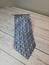 Daniel Craig Blue And Gray Geometric Pattern 100 Silk Tie New 59" x 4"