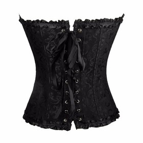 Women Sexy Lace Up Floral Boned Overbust Corset Bustier Lingerie Bodyshaper Tops