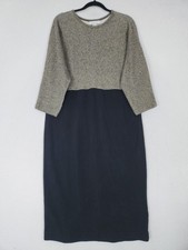 J Jill Dress Womens Large Petite Gray Black Vintage Cotton Sweater Maxi USA Made