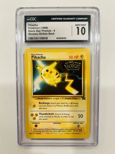 CGC 10 GEM MINT Pikachu # 4 WB Movie WOTC Black Star Promo Pokemon Card