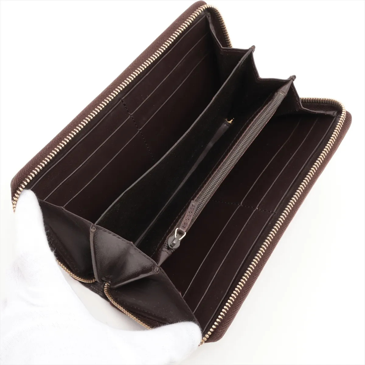 Gucci Mock Croc Zip Round Wallet Brown - # image 3