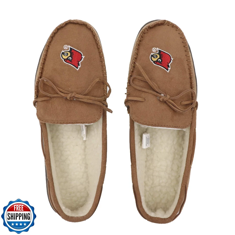FOCO NCAA Louisville Cardinals Mens College Team Logo Moccasin Slippers Shoes - Image 3 of 3