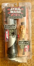 Star Wars Episode 1 Jar Jar Binks Collectors Watch & Lightsaber Display SEALED