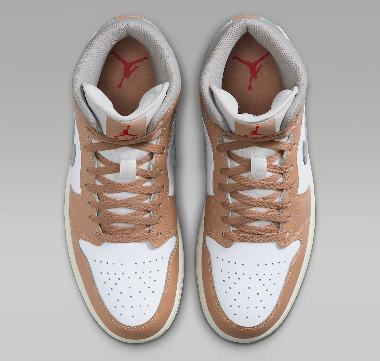 Jordan 1 Mid Canapa Bianco College Grigio Rosso Fuoco Uomo Taglia 7 15