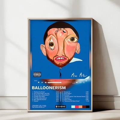 Mac Miller Balloonerism Tracklist Poster   Album Art Print Music Wall Decor
