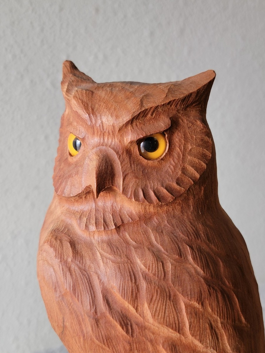 VTG 1989 Artist Carved Wood OWL on Driftwood SCULPTURE by VTG 1989 Artist Carved Wood OWL on Driftwood SCULPTURE by