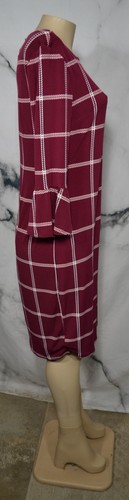 LIZ CLAIBORNE CAREER Brick Red White Black Tan Box Plaid Dress Medium Lined - Picture 5 of 8
