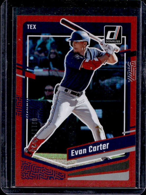 2023 Panini Donruss Evan Carter Holo Red #/2023 Rangers