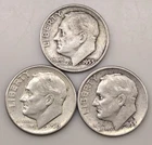 1953 P, D, S ROOSEVELT DIME 10C (#319) 3 coins, circulated, ungraded