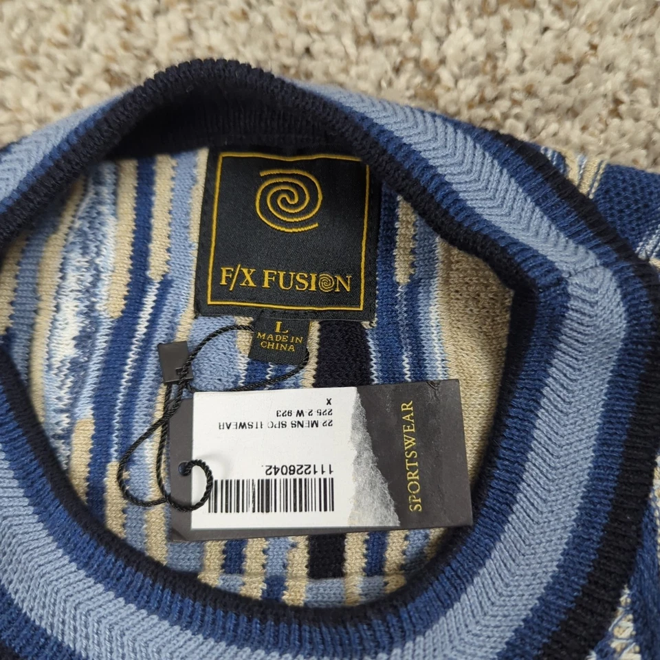 全新 F/X Fusion 毛衣 男式 大号 Coogi 风格 90 年代 嘻哈 说唱 Biggie 3D 针织 — 第 3/4 张图片